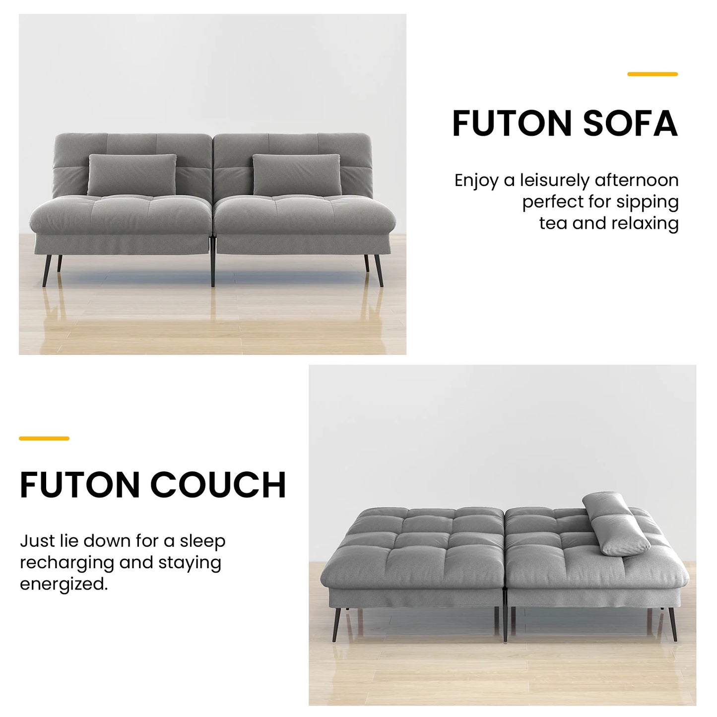 Thombrower Cloud Comfort Convertible Futon Sofa Bed, Gray