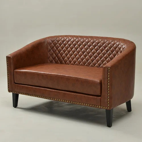 Boney Tufted Faux Leather Upholstered Small Loveseat